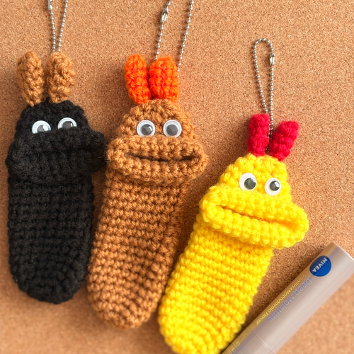エビフライ】パクパクリップケース☆かぎ針編み パクパクモンスター