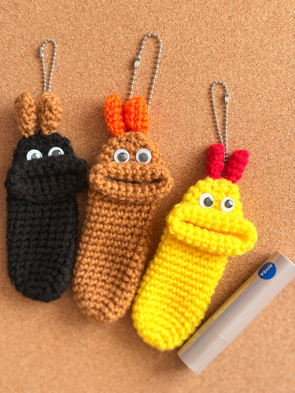 エビフライ】パクパクリップケース☆かぎ針編み パクパクモンスター