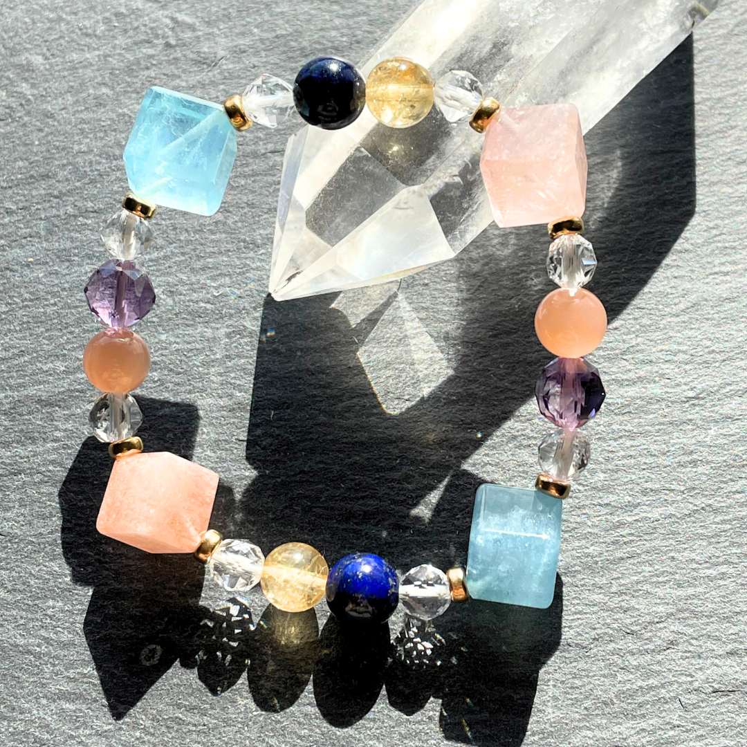 【一点物】ぽっぷな気分(アクアマリン×モルガナイト) | 天然石 ブレスレット 個性的アクセ