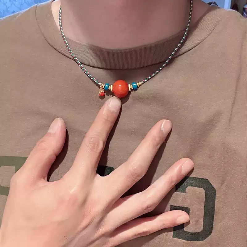 ✼• Elegant •✼ 天然南部産レッドアゲート  ペア ネックレス