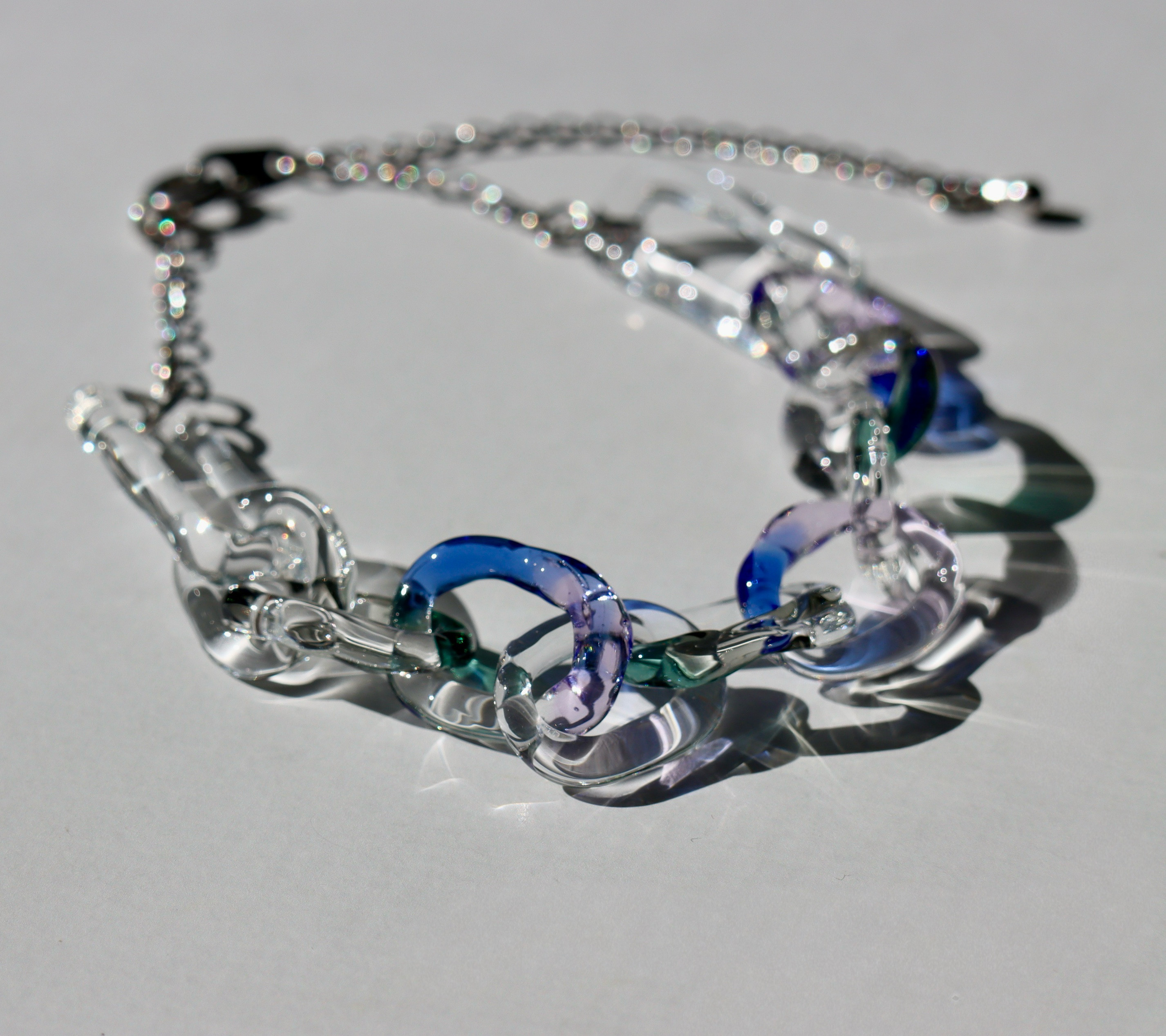 《ガラスのチェーンブレスレット/さざ波》【アレルギー対応】