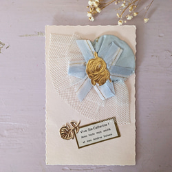 フランスアンティーク Ste-Catherine ボネ ポストカード 水色 ポスト