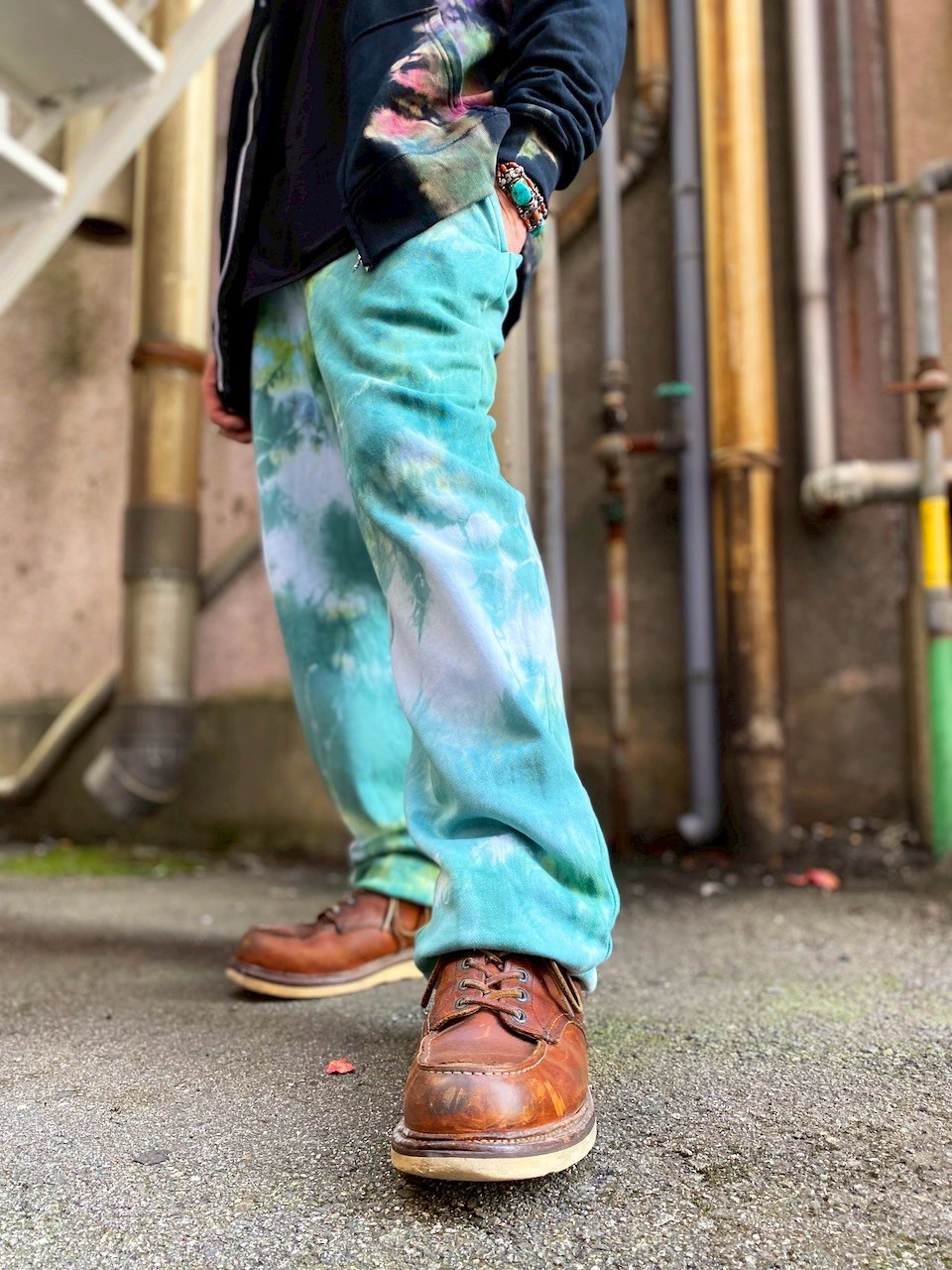 タイダイ スウェットパンツ XLサイズ グリーン ムラ染め HD25-10