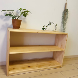 ひのきの本棚 収納棚 無垢材家具 桧 檜 ウッドチェスト 棚・シェルフ