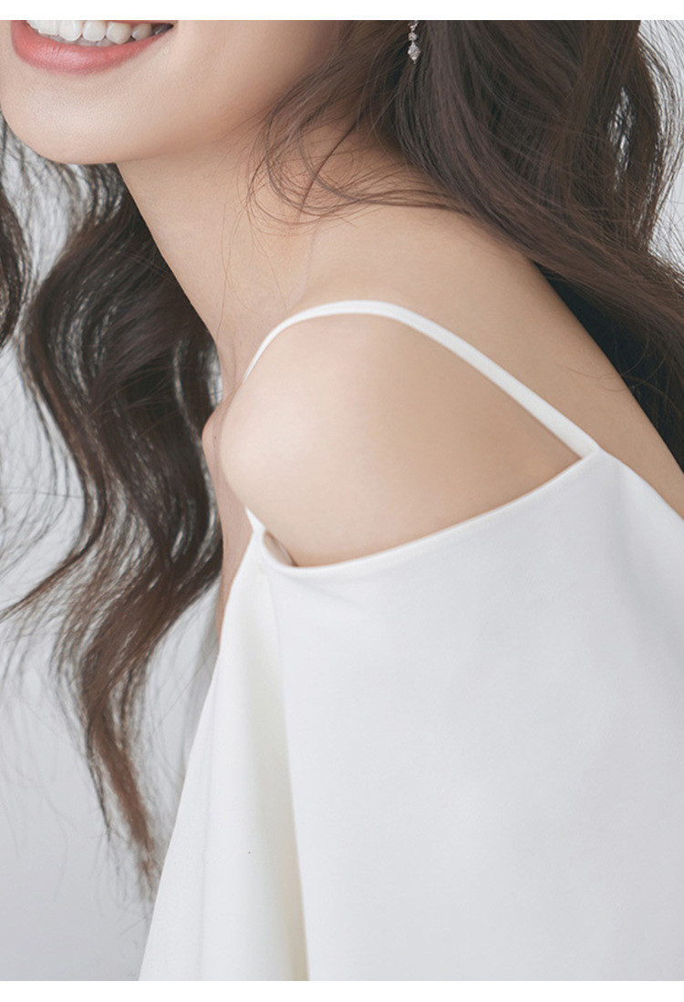 高級感 白黒 Vネック サテン ウェディングドレス シンプル韓国風 花嫁 結婚式 パーティー 二次会 前撮り HL529