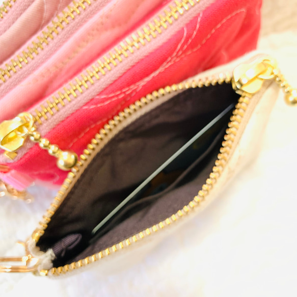 kumasan コインケース　H9W12.5 くまキルト　小銭入れ　小物入れ　ミニポーチ　可愛い　キーホルダー 5枚目の画像