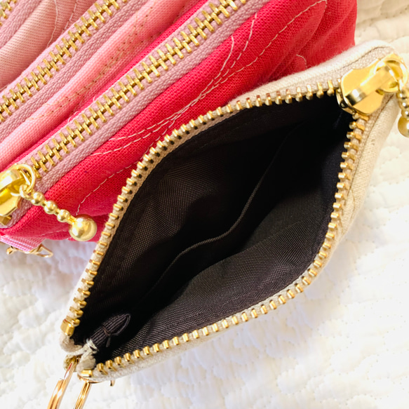 kumasan コインケース　H9W12.5 くまキルト　小銭入れ　小物入れ　ミニポーチ　可愛い　キーホルダー 4枚目の画像