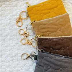 kumasan コインケース　H9W12.5 くまキルト　小銭入れ　小物入れ　ミニポーチ　可愛い　キーホルダー 2枚目の画像