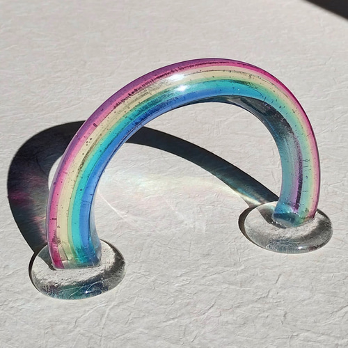 置物 オブジェ 現代アート 虹色 ガラスの虹 ガラスの虹の橋 ガラス製虹のオブジェ レインボー rainbow