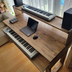 DTMデスク S-152-70 スライドラック付き キーボード シンセサイザー