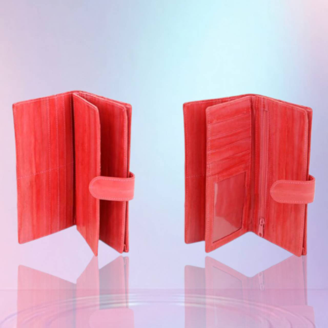 K.mano うなぎの本革 高級イールスキン ベルト付き長財布/ロングウォレット うなぎの革 お財布 男女兼用　パープル