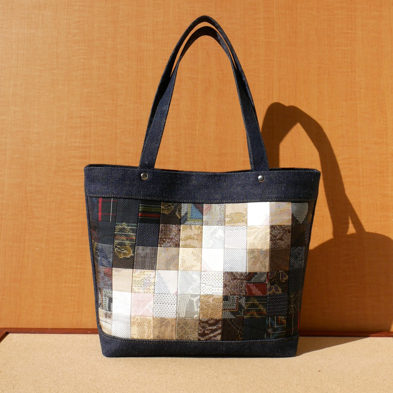 トートバッグ　Mサイズ　大島紬パッチワーク