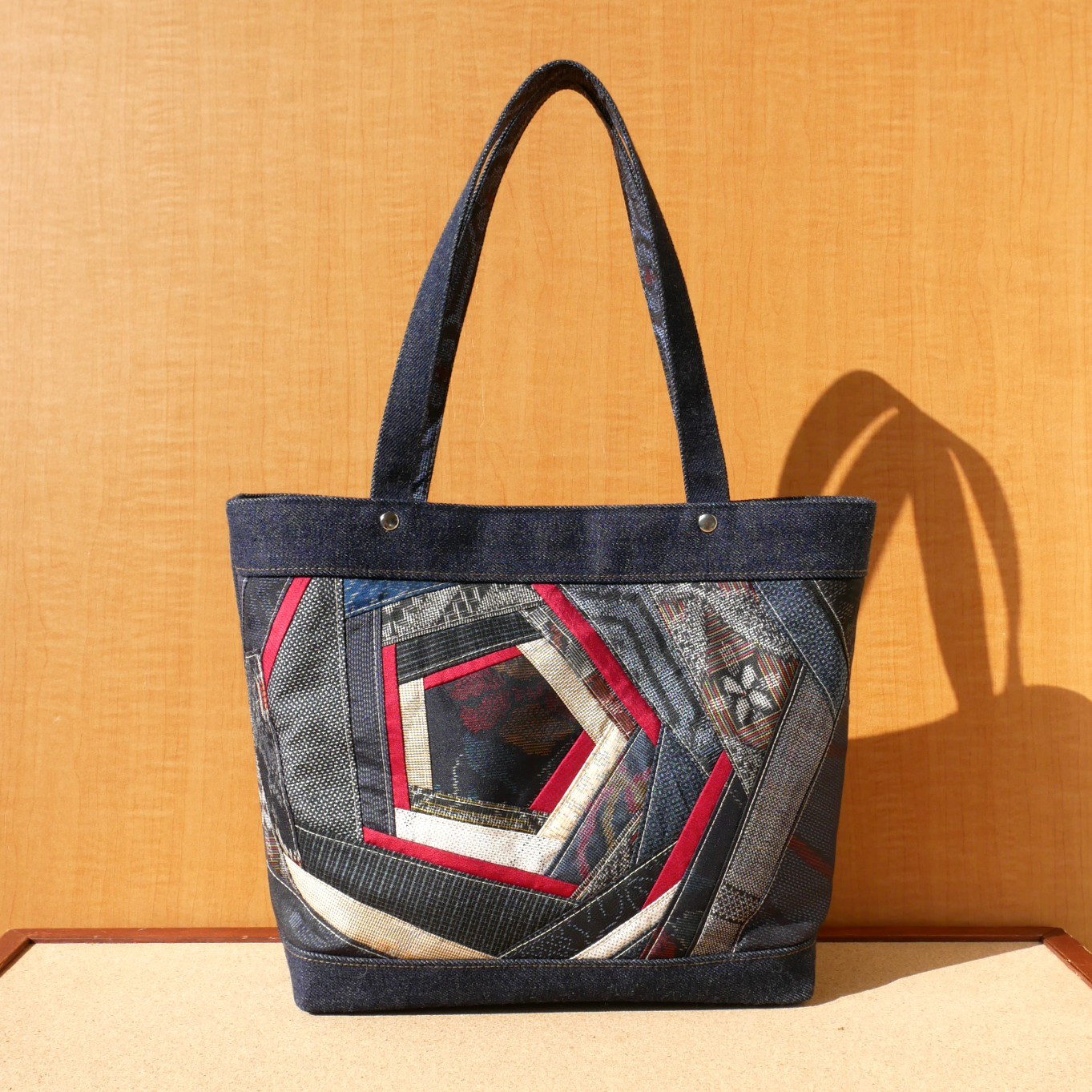 トートバッグ　Mサイズ　大島紬パッチワーク