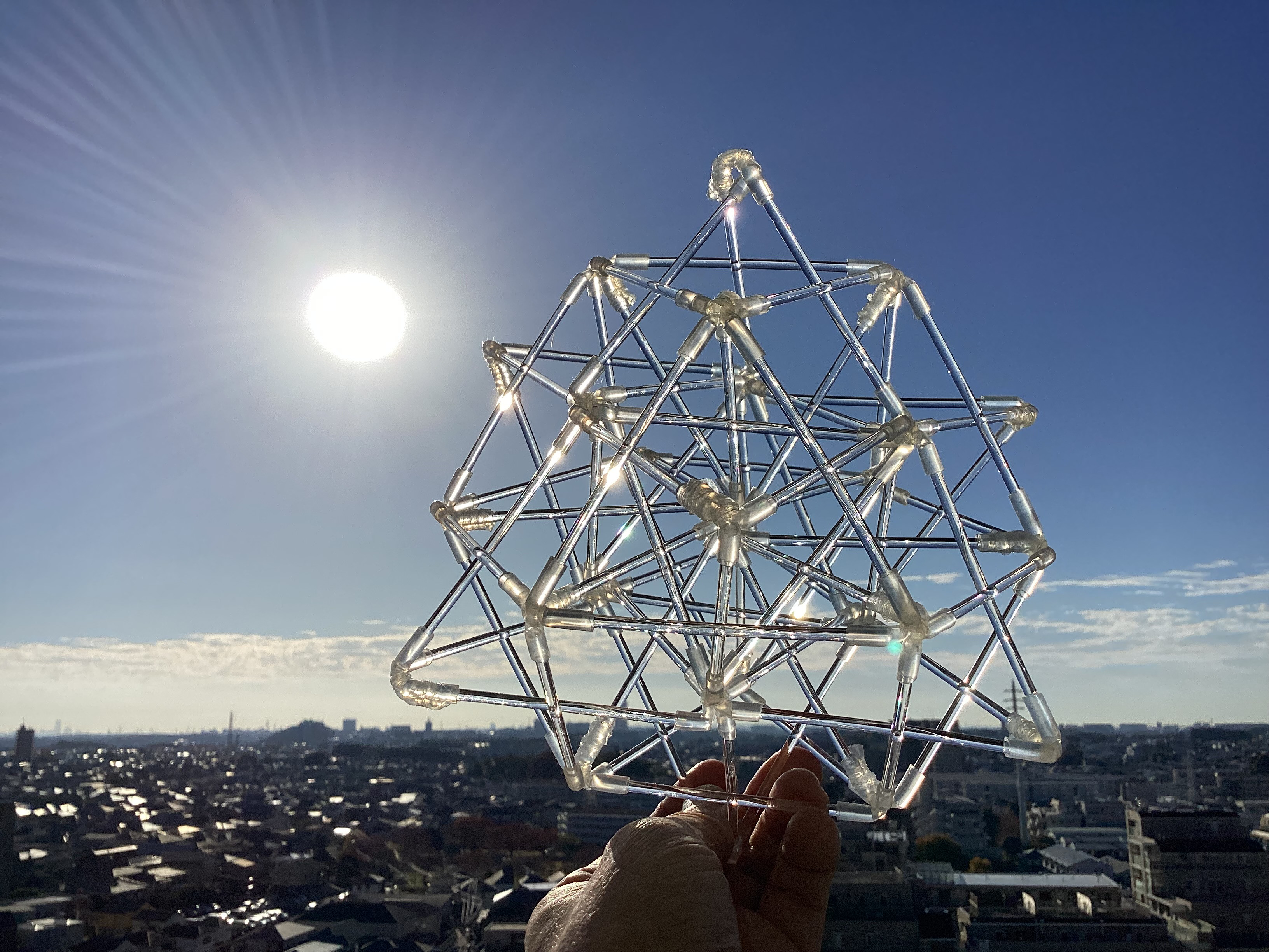フラクタル線分多面体　立方八面体とマカバ複合体