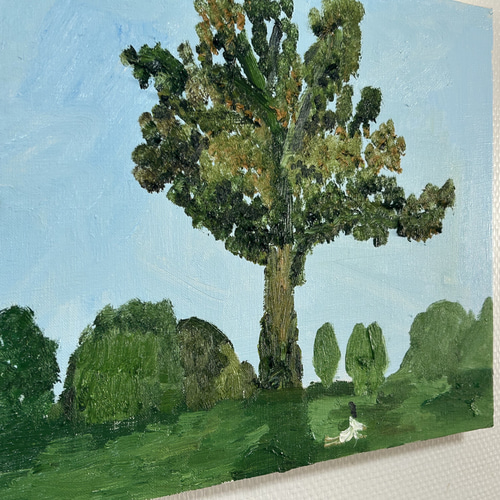 絵画　油絵　原画　一点物　北欧　風景　樹　シンプル　アート　インテリア　M8 大木 油絵、原画一点物 風景画 絵画 石黒 静 通販 20086549｜Creema