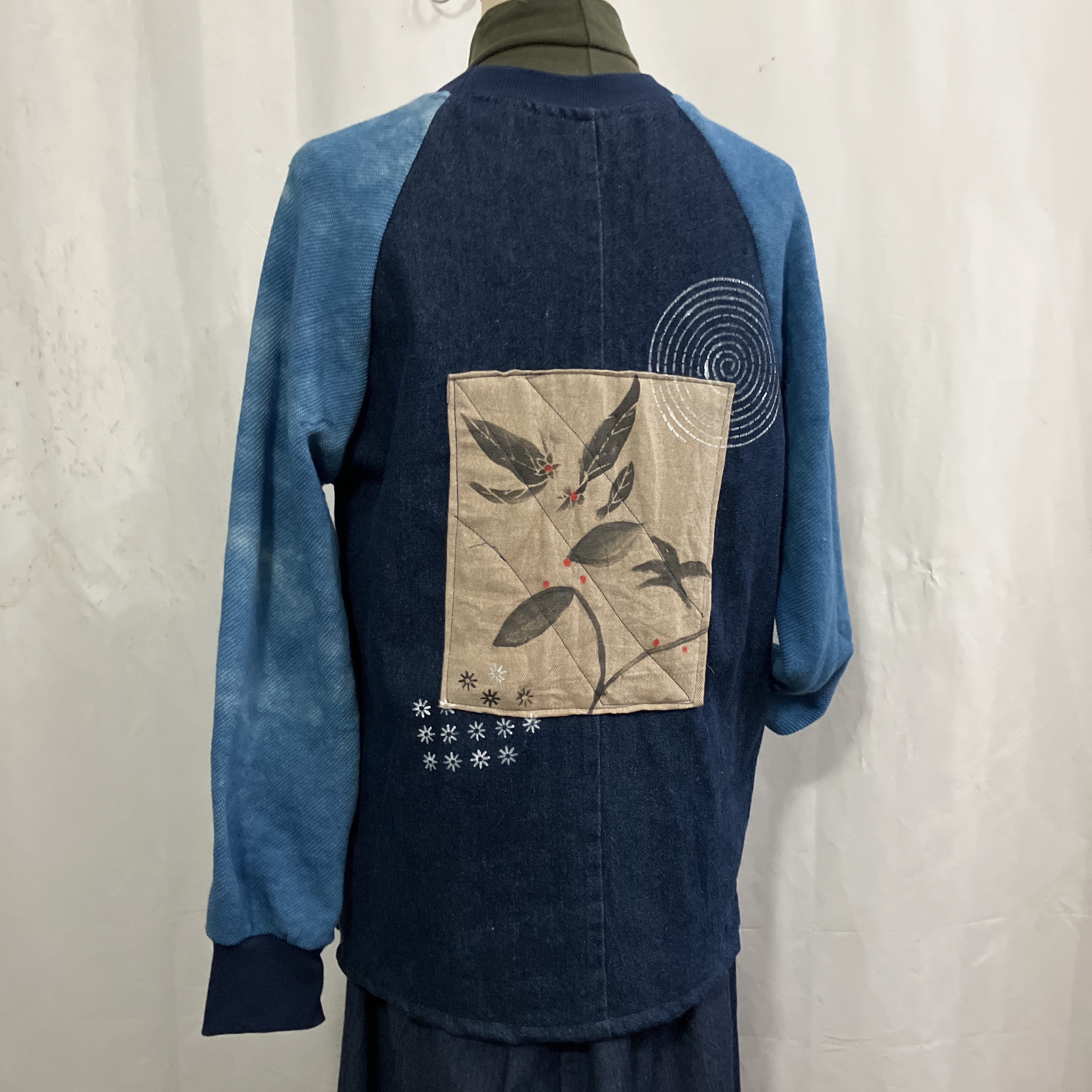 デニム藍染リメイク手書きプルオーバー一点物ラッキーフライデー2025