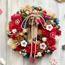 白と赤のポインセチアの特大38㎝直径 クリスマスリース赤のクリスマス