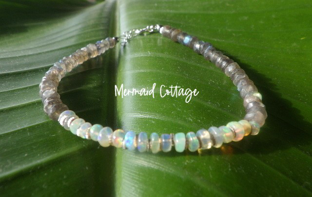 *sv925*Opal Gem Bracelet オパールとラブラドライトのブレスレット