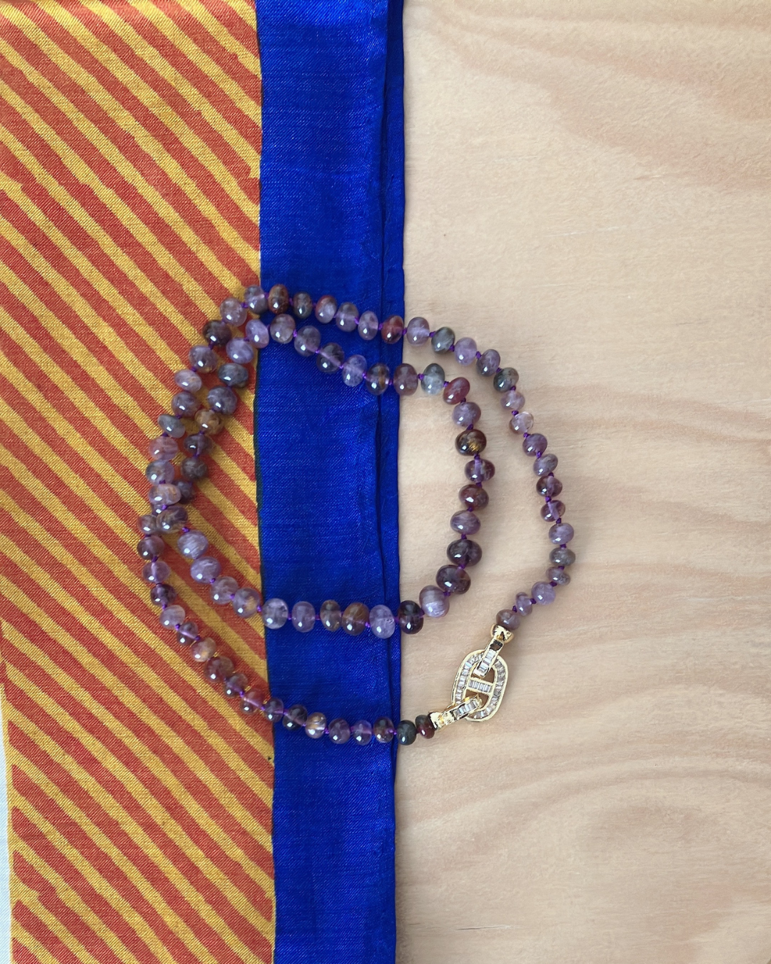 《高品質スーパーセブン》深紫グラデーション × ゴールドクラスプ　上質ネックレス