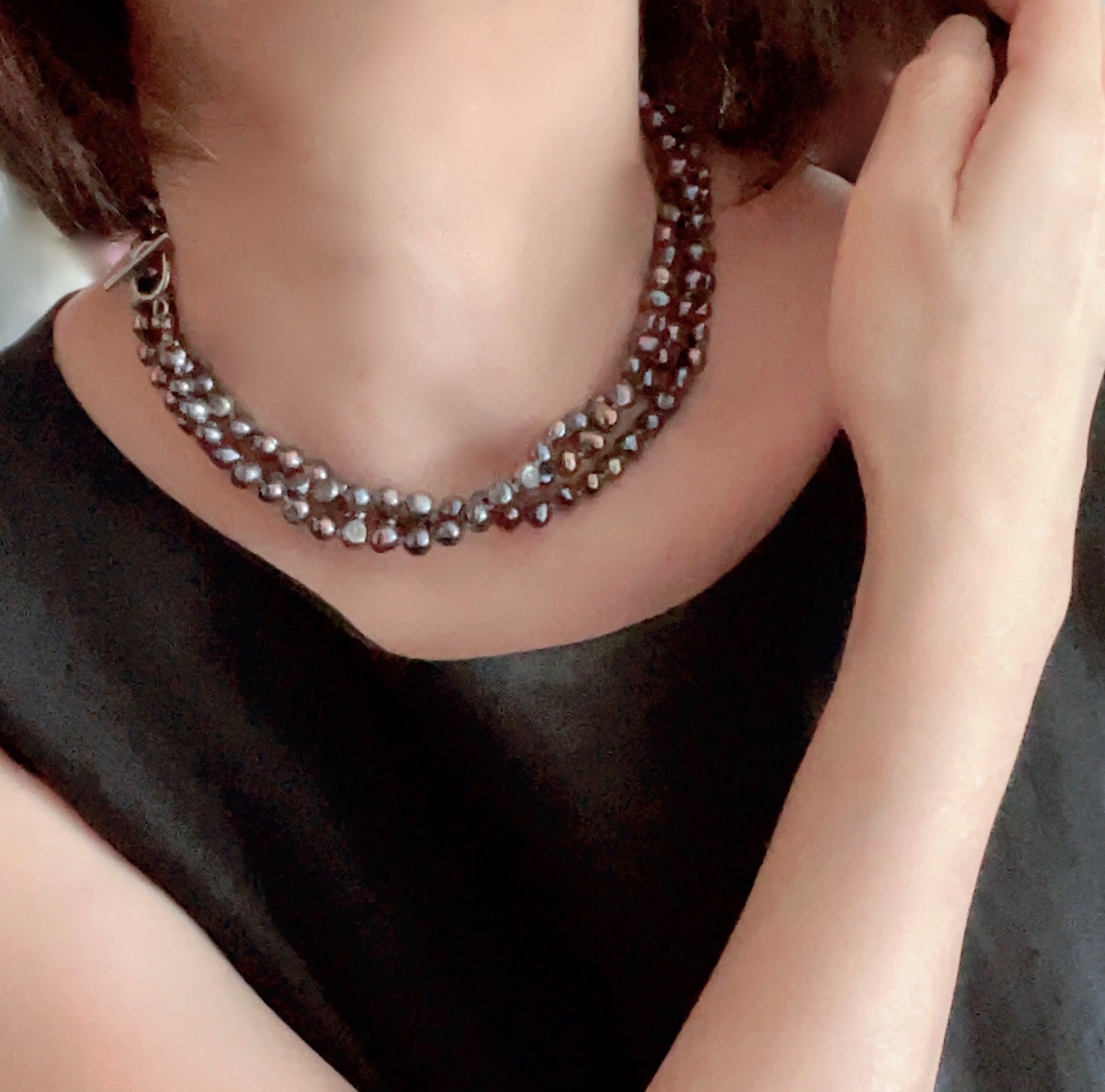 ピーコックパープルな 淡水バロックパール ３連にできる 超ロング ネックレス 120cm  3点限定 ワケありな逸品