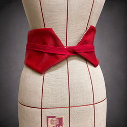 赤煌めき金刺繍 サッシュベルト リボン ウエスト 60〜90cm  着物リメイクリボン  J71106 9枚目の画像