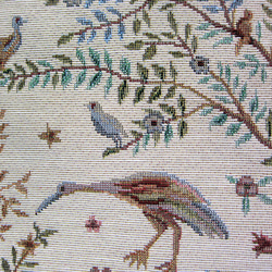 オランダ生地　空を飛べない鳥ミューかヤンバルクイナと小鳥田園風景のポーチ（L)　通帳入れ　コスメいれ　カード入れ　薬入れ 4枚目の画像