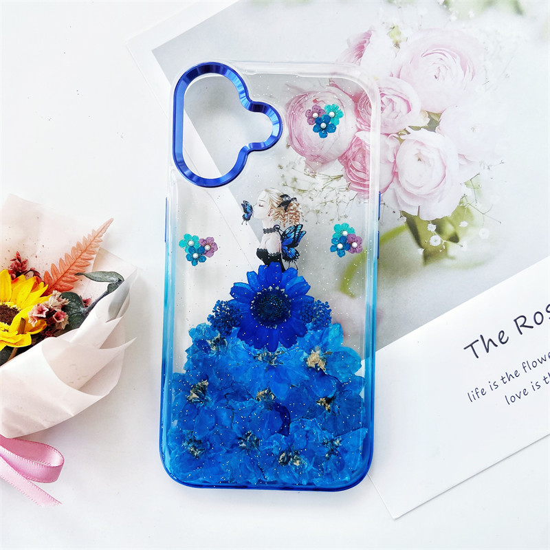 千鳥草、押し花ケース、iphoneケース、iphone17、iphone16 、iphone15、グラデーション