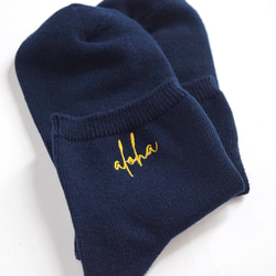 【2025新作】ミニ丈レディース 名入れ刺繍ソックス【ネイビー】靴下 母の日 記念日 誕生日 クリスマス 7枚目の画像