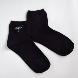【2025新作】ミニ丈レディース 名入れ刺繍ソックス【ブラック】靴下 母の日 記念日 誕生日 クリスマス 9枚目の画像