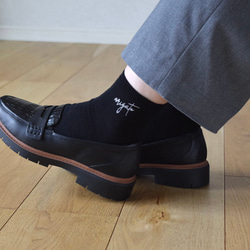 【2025新作】ミニ丈レディース 名入れ刺繍ソックス【ブラック】靴下 母の日 記念日 誕生日 クリスマス 8枚目の画像