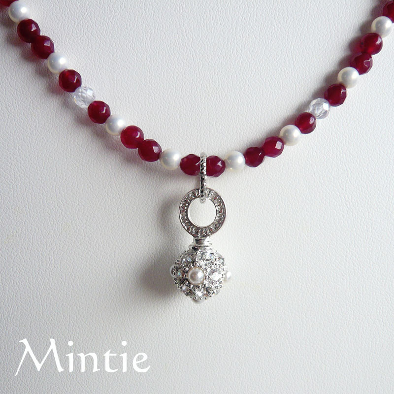 一点もの2wayネックレス★ガーネットとパールとパヴェ