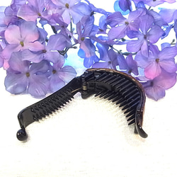 バナナクリップ アーチ型 ヘアクリップ　本革メッシュ キャメル 9枚目の画像