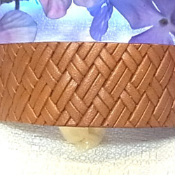 バナナクリップ アーチ型 ヘアクリップ　本革メッシュ キャメル 3枚目の画像