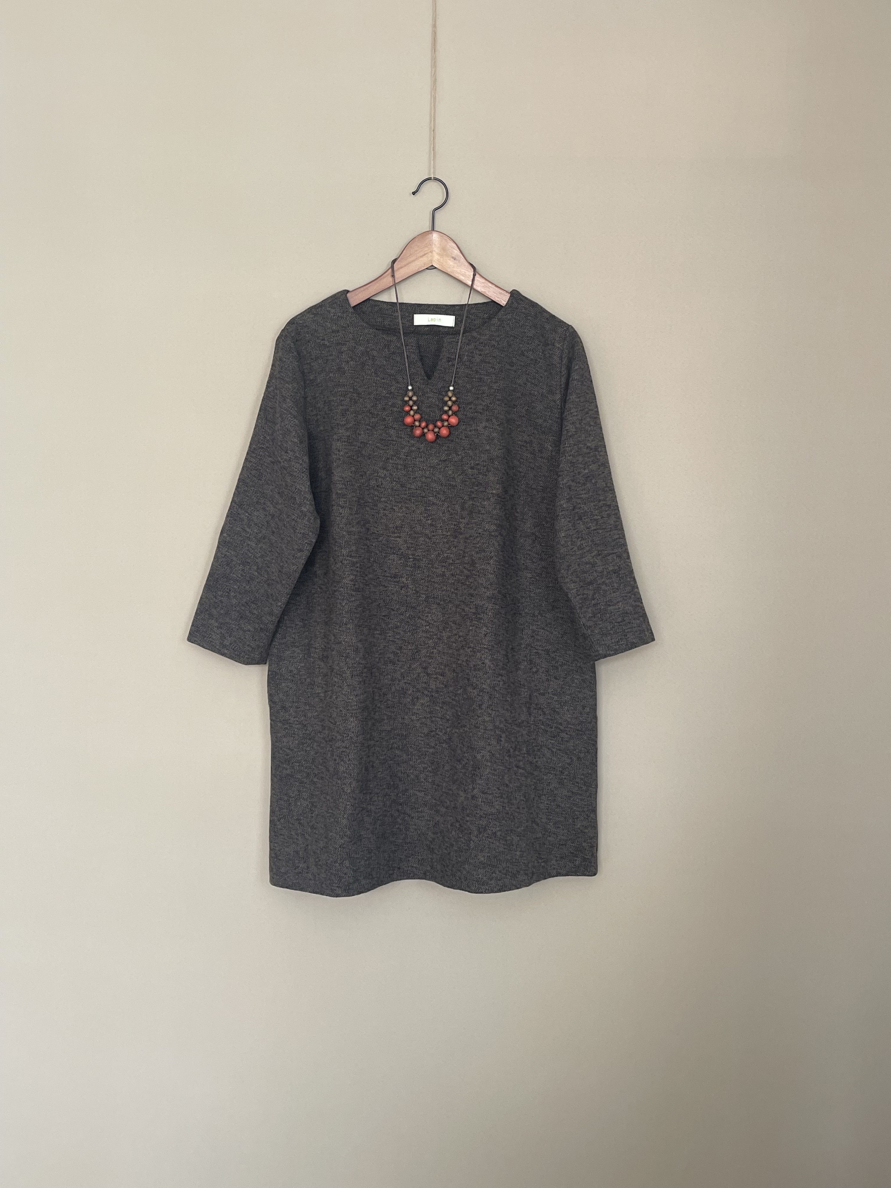 秋冬チュニックワンピース  3つ杢ツイード ブラウン