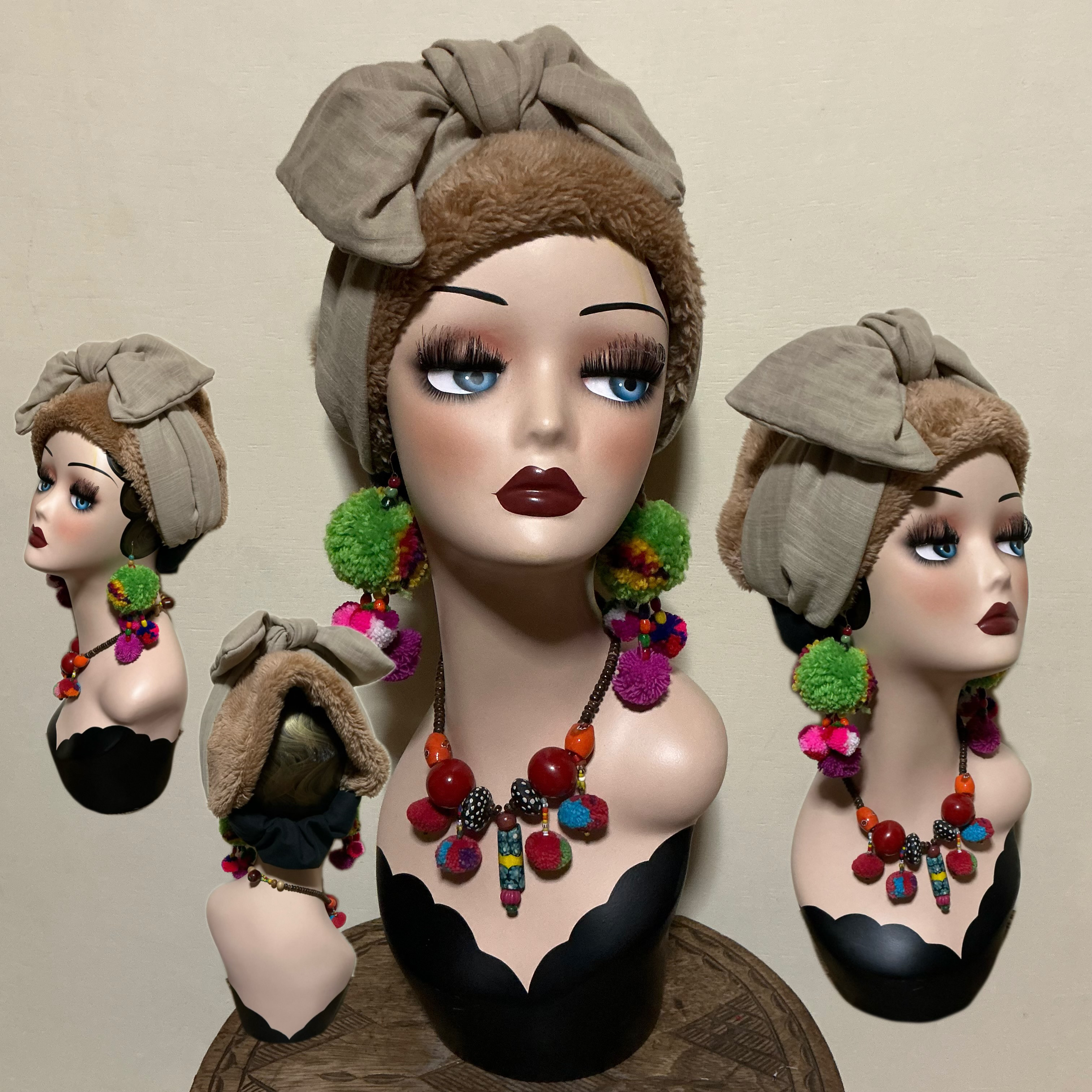 顔まわりフラット　無地リボン　アレンジヘアターバン　ヘアバンド