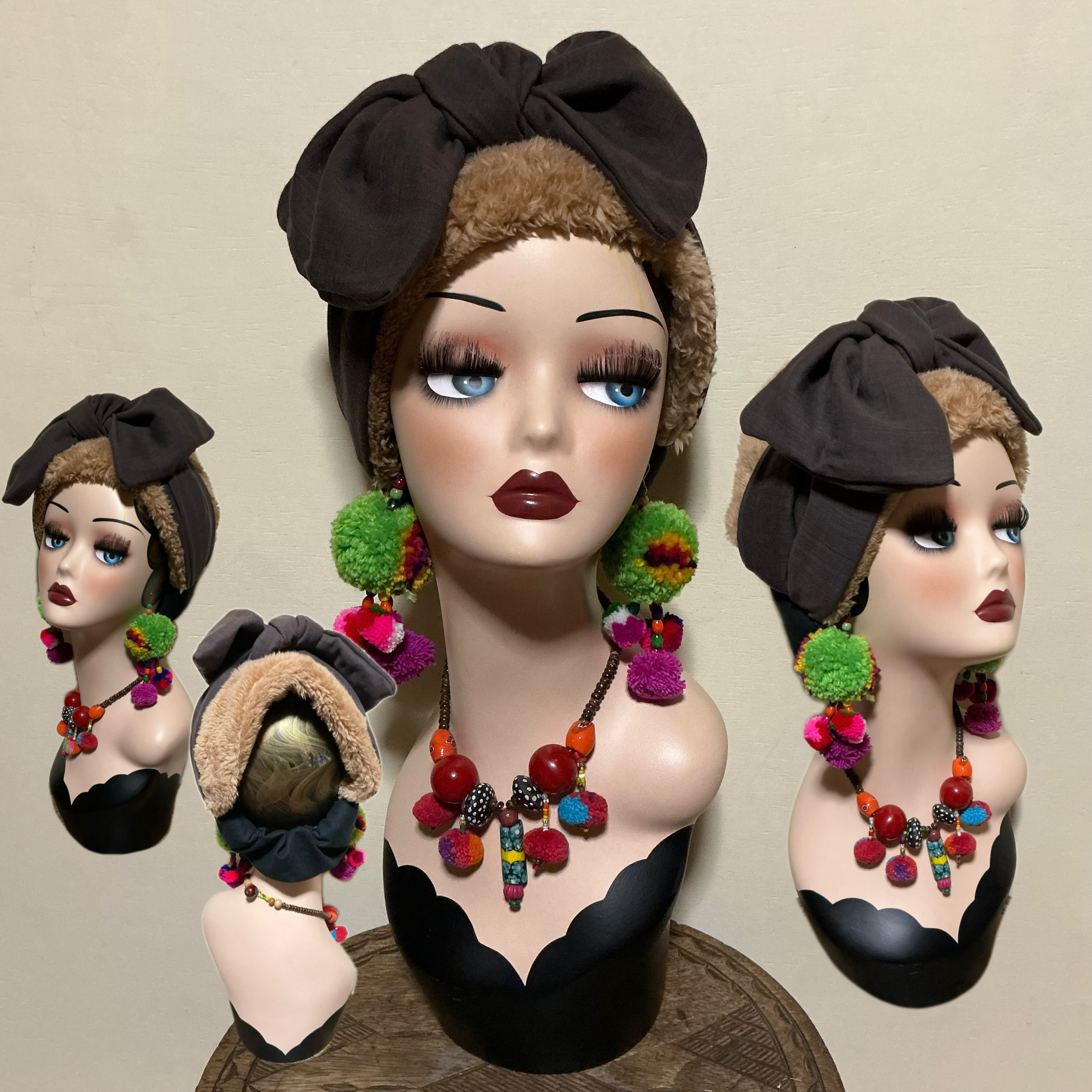 顔まわりフラット　無地リボン　アレンジヘアターバン　ヘアバンド