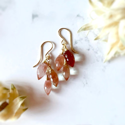 高品質スコロライトコンケーブカット＆宝石質アメジストのピアスチャーム他14kgf ◇チェッカーコンケーブカット◇アメジスト(宝石名アメシスト