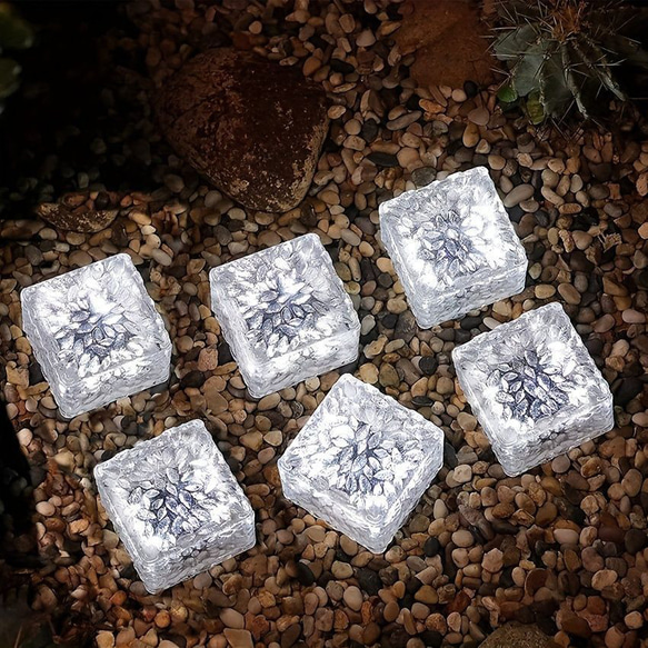 オブジェ ソーラーライト ガーデンライト 6個 太陽光発電ブロック