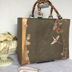 花ぷらら・オリジナル・大島紬・1点もの・グレー&黒・ハンドメイド