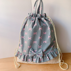 ☆フリルヌビキルトレッスンバッグ30×42×5＊リバティ・ミシェル