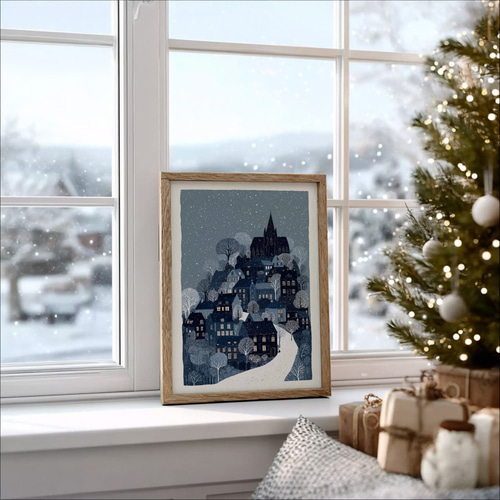 雪降る町【聖なる夜の静寂の家 タイプA 】 冬景色 クリスマス