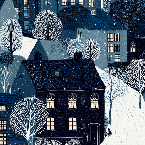 雪降る町【聖なる夜の静寂の家 タイプA 】 冬景色 クリスマス