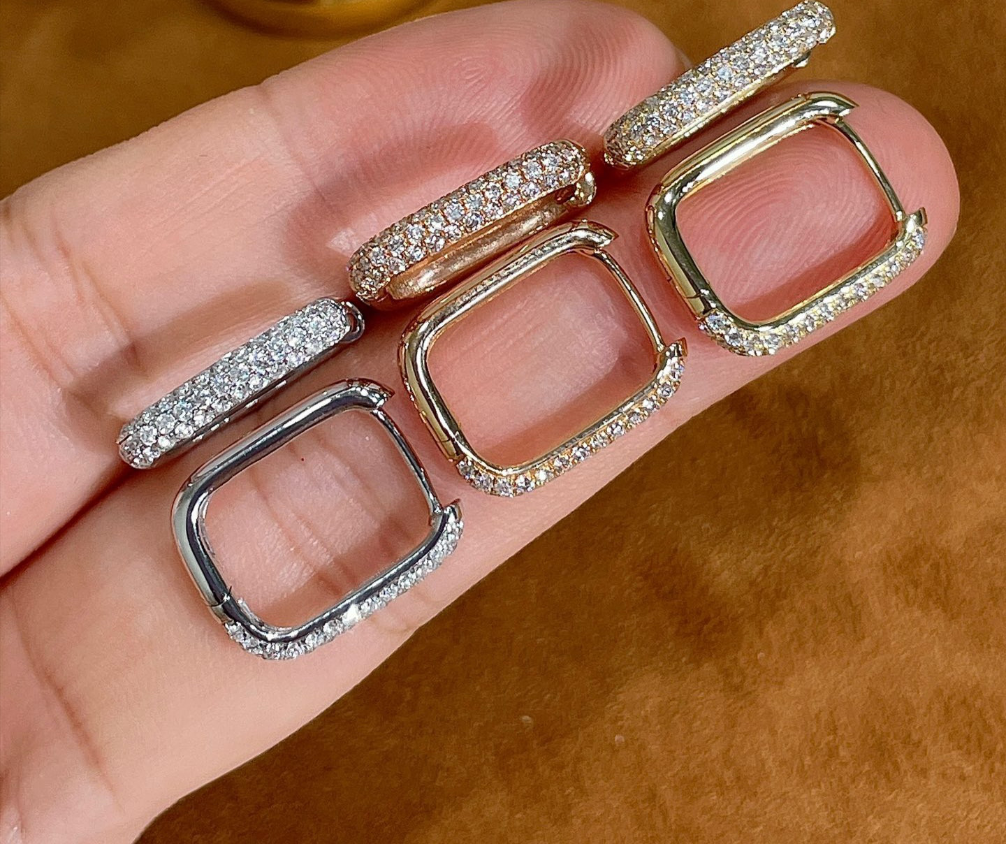 天然ダイヤモンド付きフープピアスk18 3212