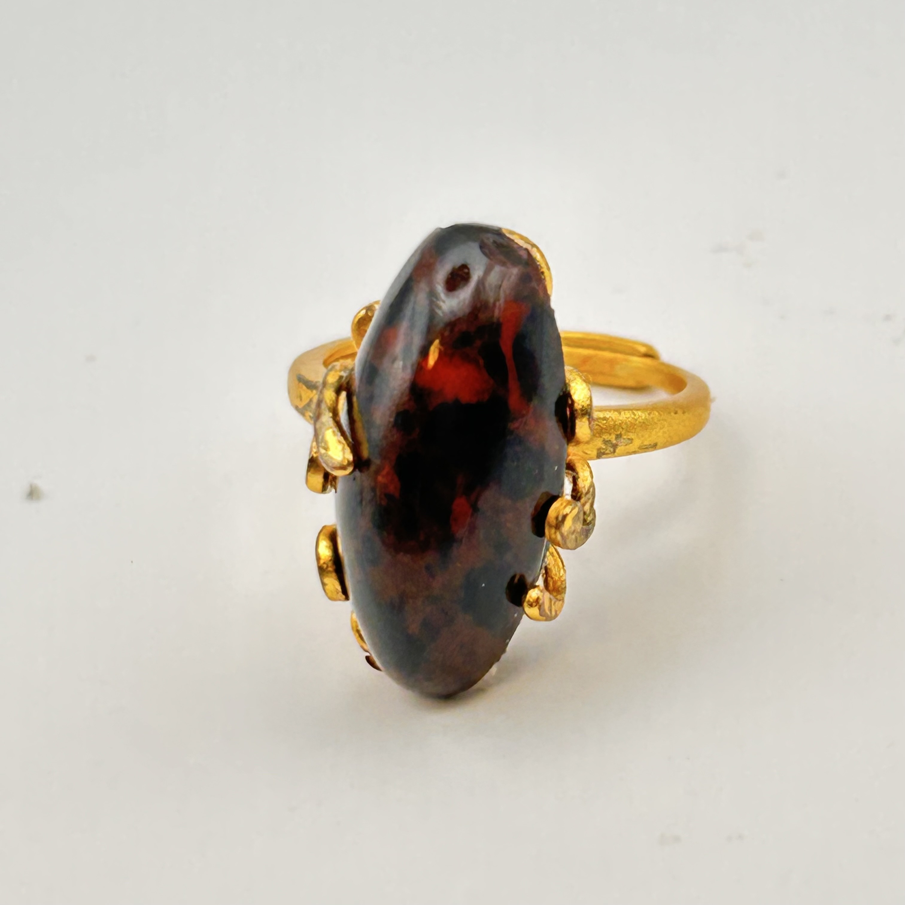 【一点物】日本珍石ヴァーミリオンオブシディアン（北海道）　リング　フリーサイズ