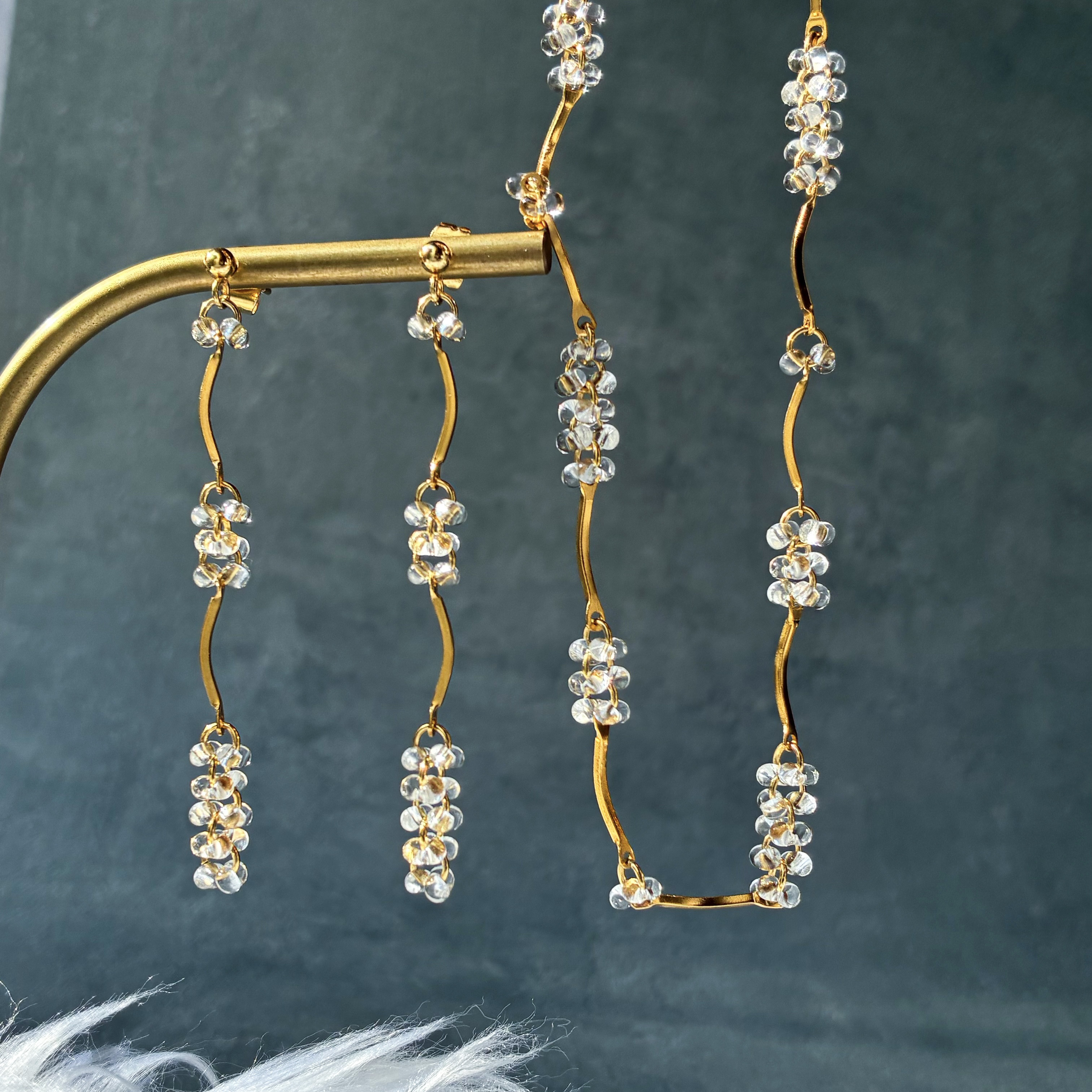 Creema限定新春福袋〈竹〉ロングピアス/イヤリングとネックレスの2点セット ゴールド 上品 きれいめ 冬 送料無料