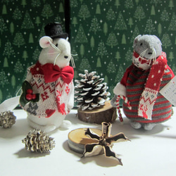 3点セット+αネズミたちのクリスマス　東方の博士たち　イエスを拝む　ポインセチアを持ったネズミ　置き物　ぬいぐるみ 11枚目の画像