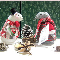 3点セット+αネズミたちのクリスマス　東方の博士たち　イエスを拝む　ポインセチアを持ったネズミ　置き物　ぬいぐるみ 3枚目の画像