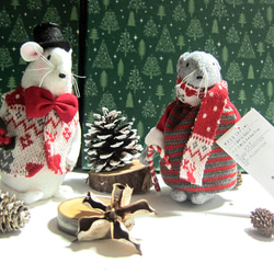 3点セット+αネズミたちのクリスマス　東方の博士たち　イエスを拝む　ポインセチアを持ったネズミ　置き物　ぬいぐるみ 2枚目の画像