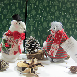 3点セット+αネズミたちのクリスマス　東方の博士たち　イエスを拝む　ポインセチアを持ったネズミ　置き物　ぬいぐるみ 1枚目の画像