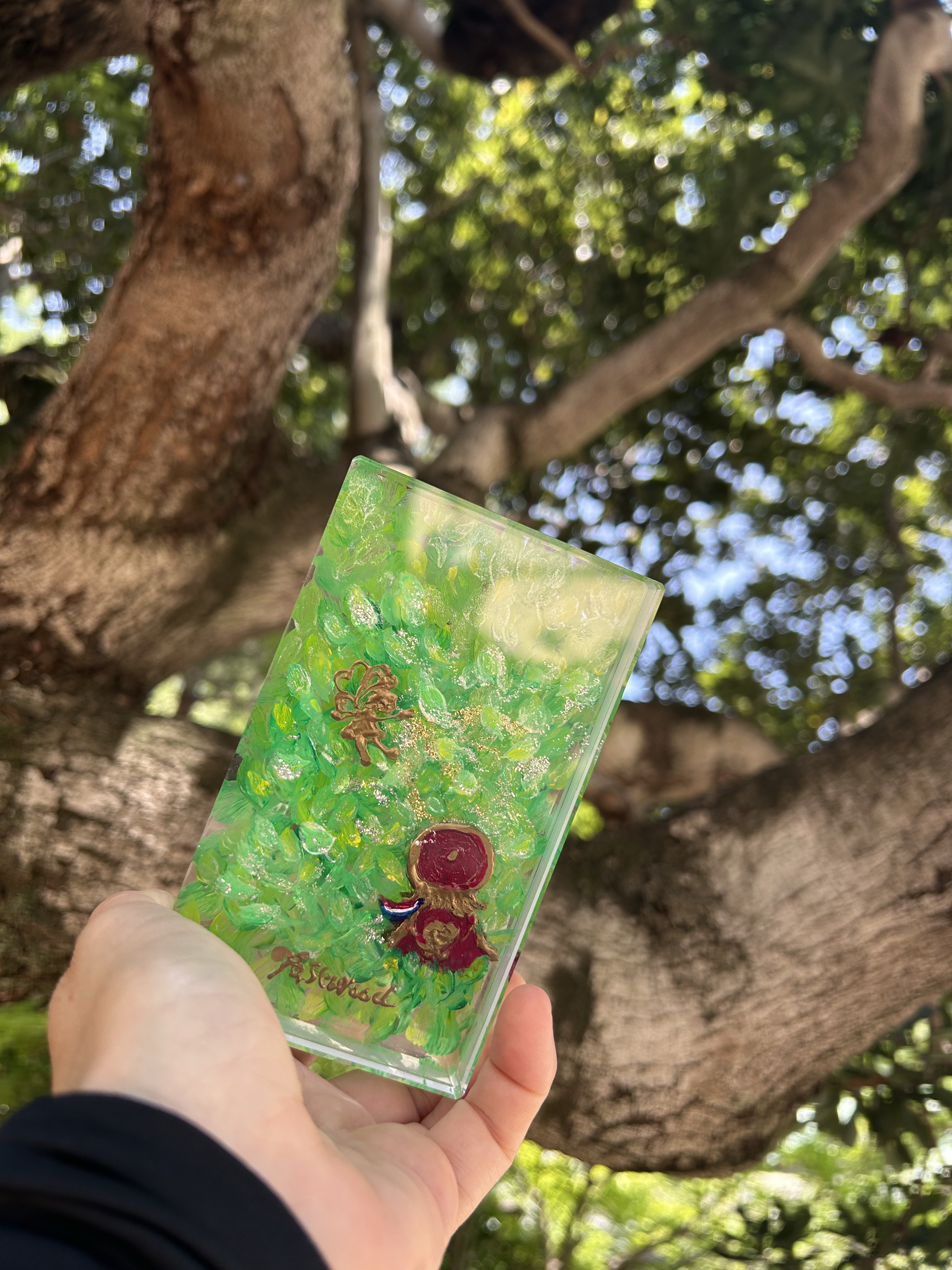 (手描き1点物)わたしの森【アクリルブロック】〜幸せアップアート〜